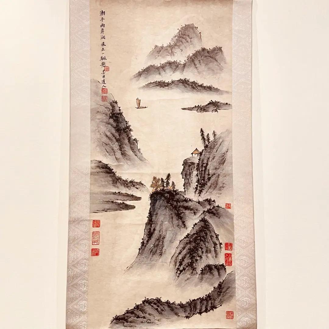 3037 「中国画」 肉筆 紙本 中国画 掛軸 おもてなし