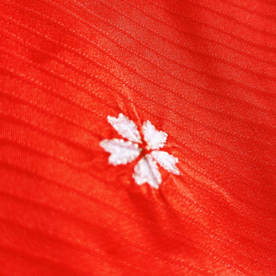 セット七五三7歳女の子長着＆簡単半衿＆結帯＆草履＆バッグ＆小物朱色帯黄系ゴールド