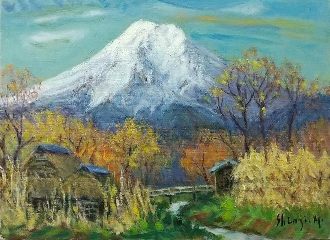 「忍野村風景」1976 P8 絵画 油絵