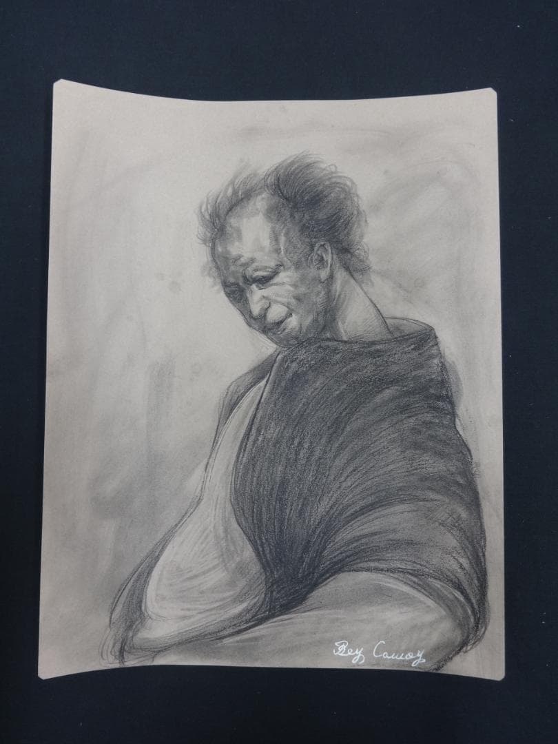 n*e様 鴨居玲　哀愁　肉筆鉛筆画 1967年頃　紙本著色 　Rei Kamoi