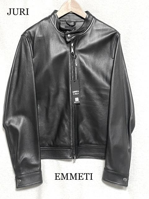 新品訳有 EMMETI JURI シングルライダースジャケット 50 ブラック