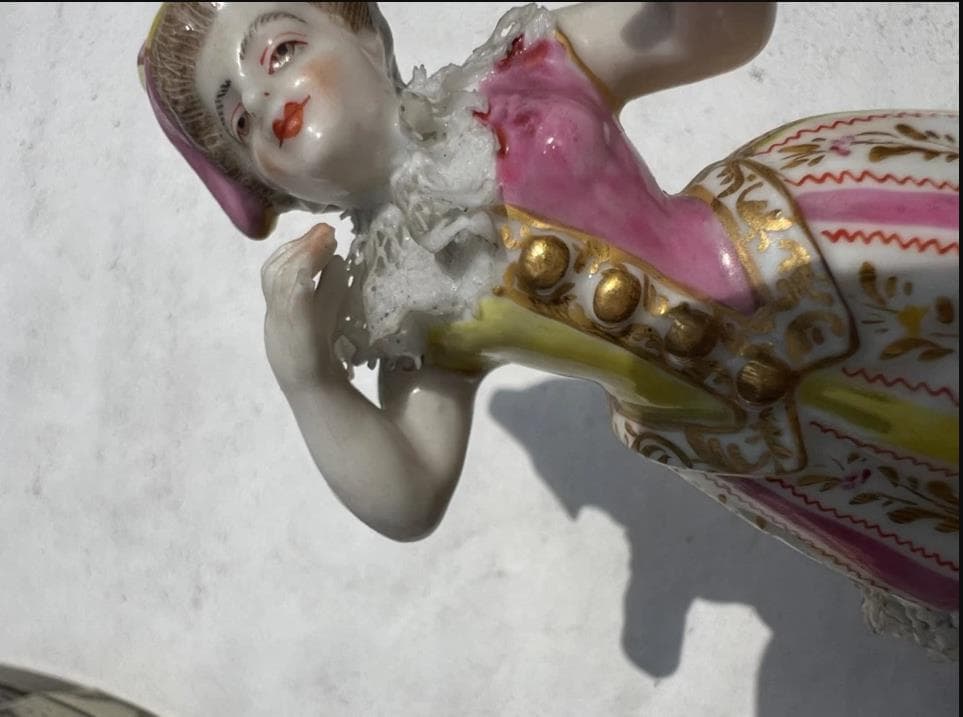 #3872 【可愛い置き物】マイセン Meissen 手描きのコロンバイン像