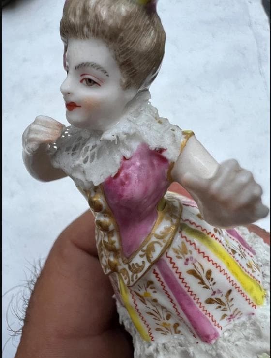 #3872 【可愛い置き物】マイセン Meissen 手描きのコロンバイン像