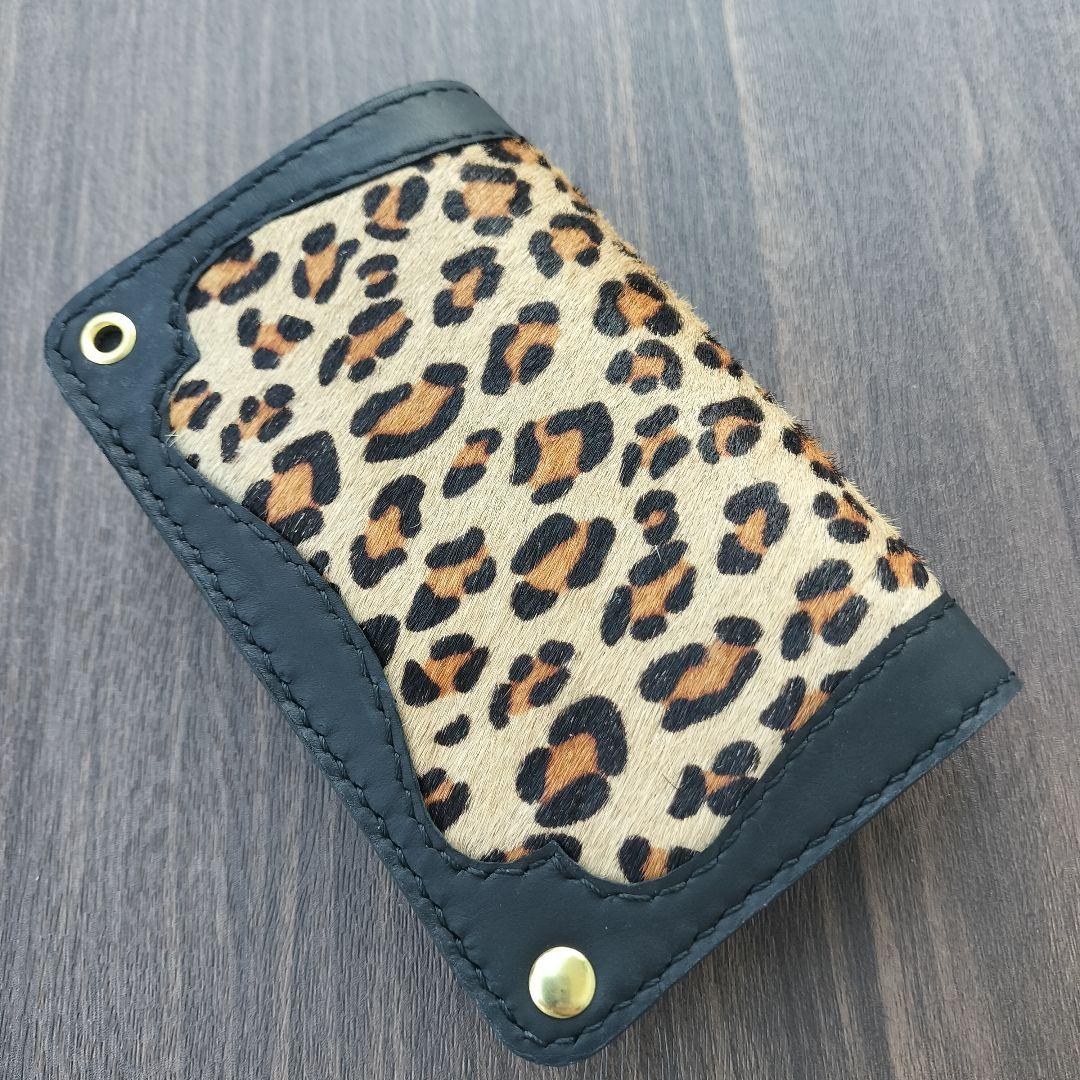 ヒョウ柄ハラコ　トラッカーウォレット