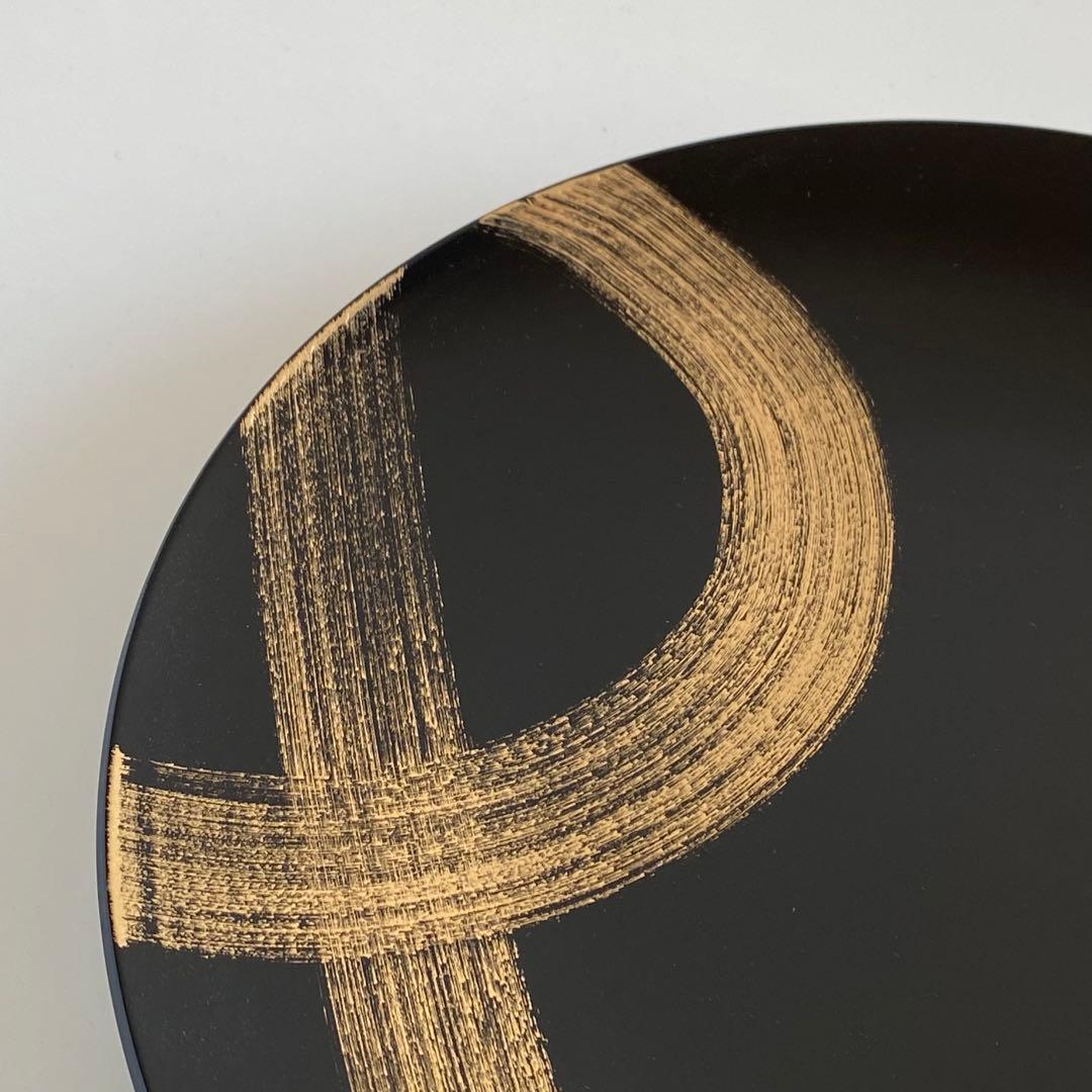 新品未使用品 山田平安堂 プレート大 2枚セット 海龍 飾皿 漆器