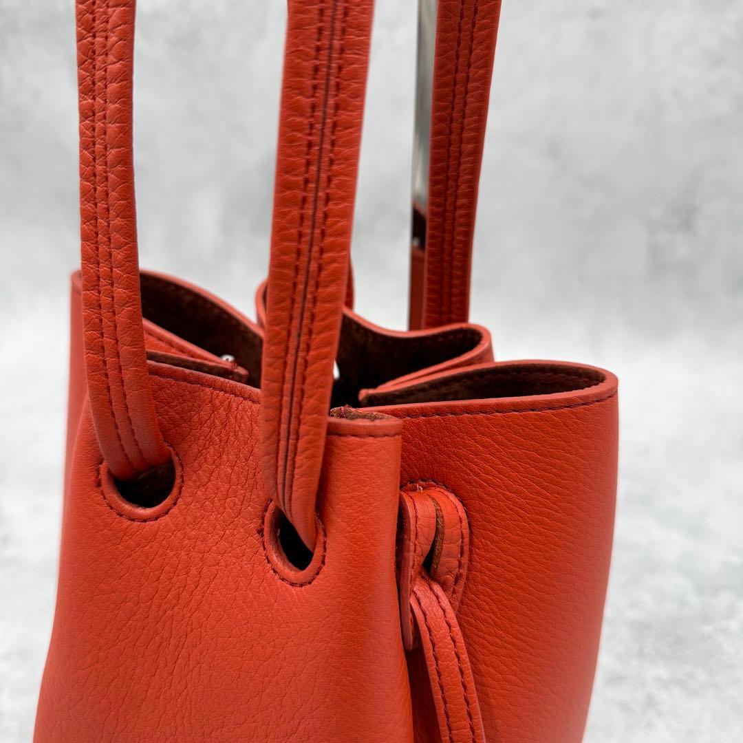 未使用級✨HIROFU ロシェ レザー ショルダーバッグS オレンジ