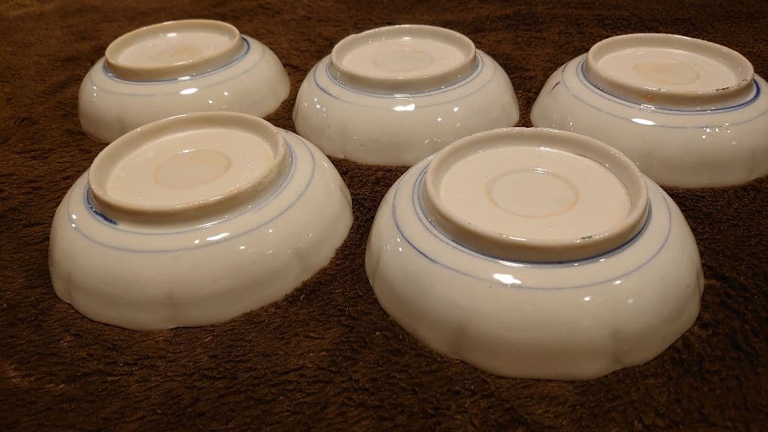 古伊万里　伊万里　色絵　華の図　なます皿　菓子皿　５客