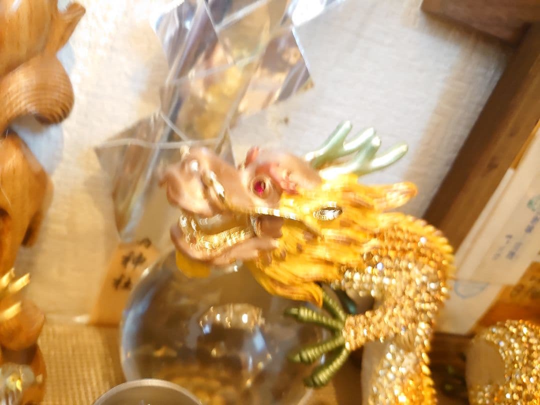 超開運 金運気 爆上げ⤴︎︎⤴︎︎ 龍 龍神 黄金龍 水晶 トルネード 龍置物
