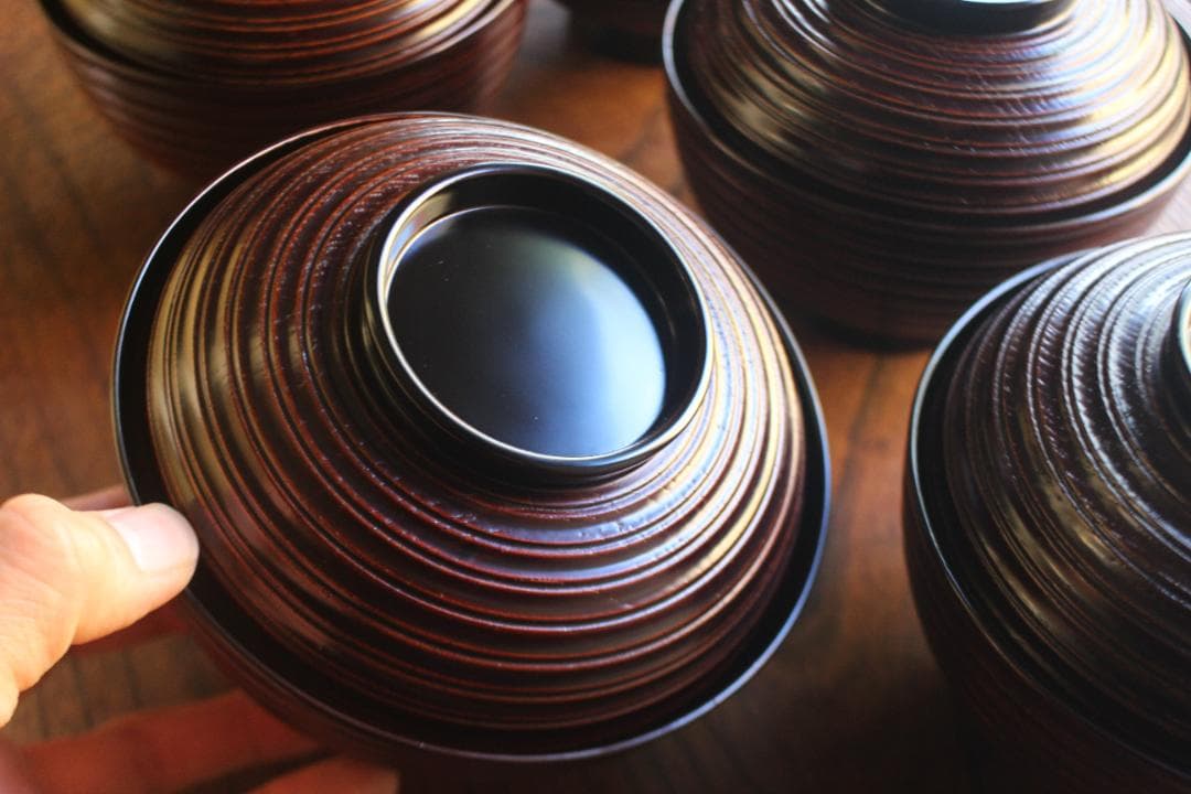 専用！風情ある糸目地に優美な雲錦蒔絵の映える煮物椀5点（検輪島塗雑煮椀