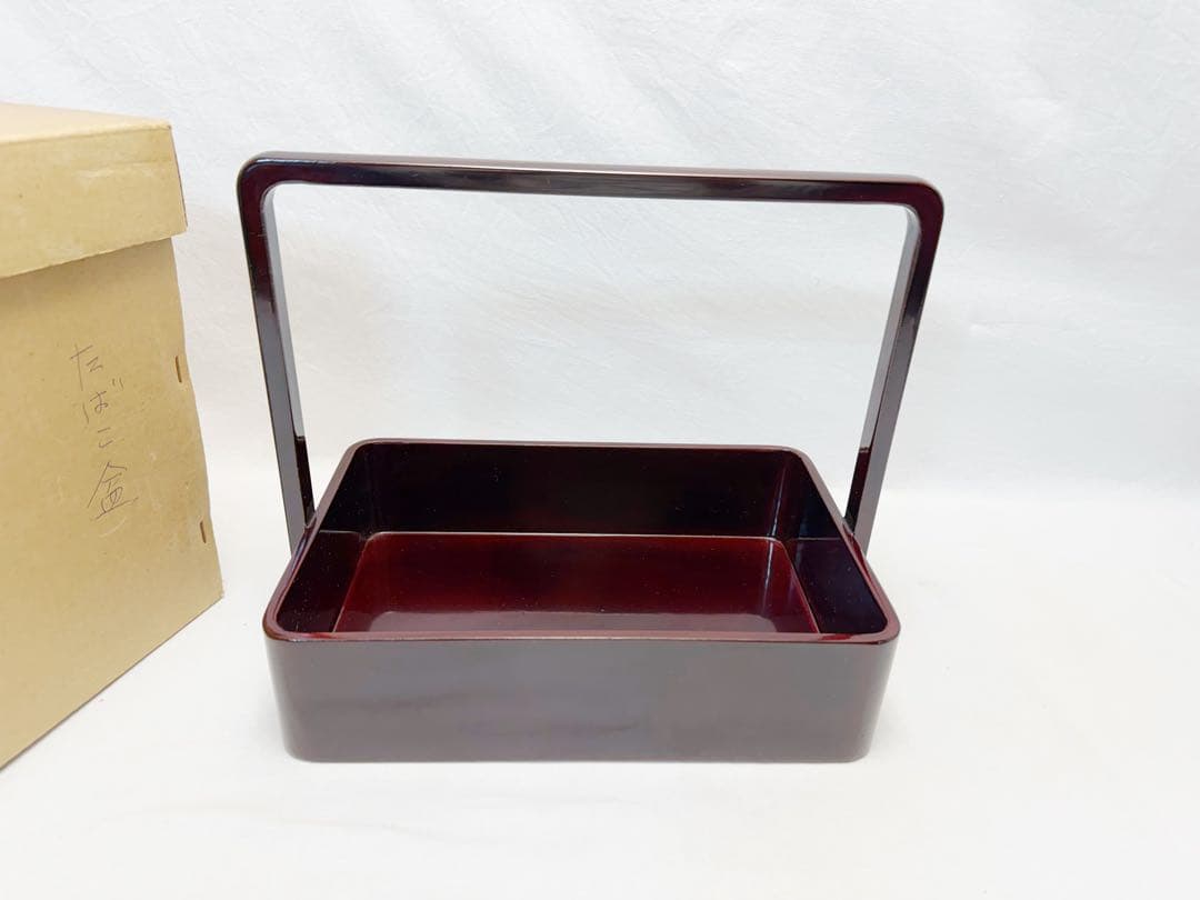 未使用 茶道具 木製溜塗 手持ち 煙草盆 莨盆 元箱