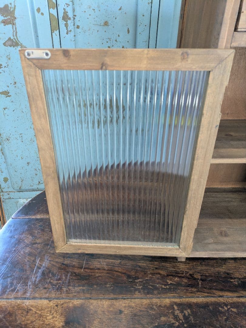 木製ヴィンテージスタイル ガラスキャビネット アンティークサイドボード