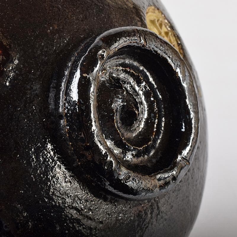 M5 　楽吉左衛門　九代了入作　黒楽茶碗　銘「曙」　極め箱　M　R8071