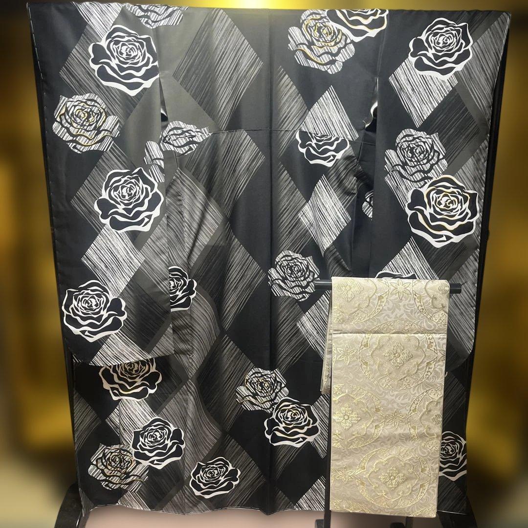 ⭐︎⭐︎ 風流パパ ⭐︎⭐︎振袖　帯　セット売り　黒　成人式