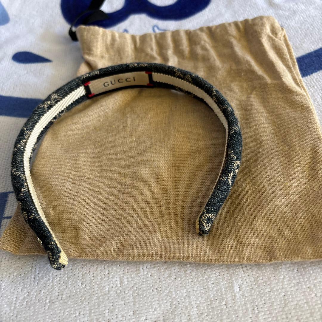 GUCCI ダークブルー ヘアバンド 保存袋付き