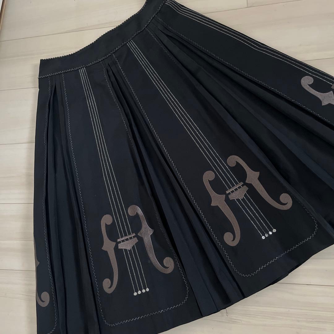 ▪︎ジェーンマープル▪︎バイオリン模様 フレアスカート 黒