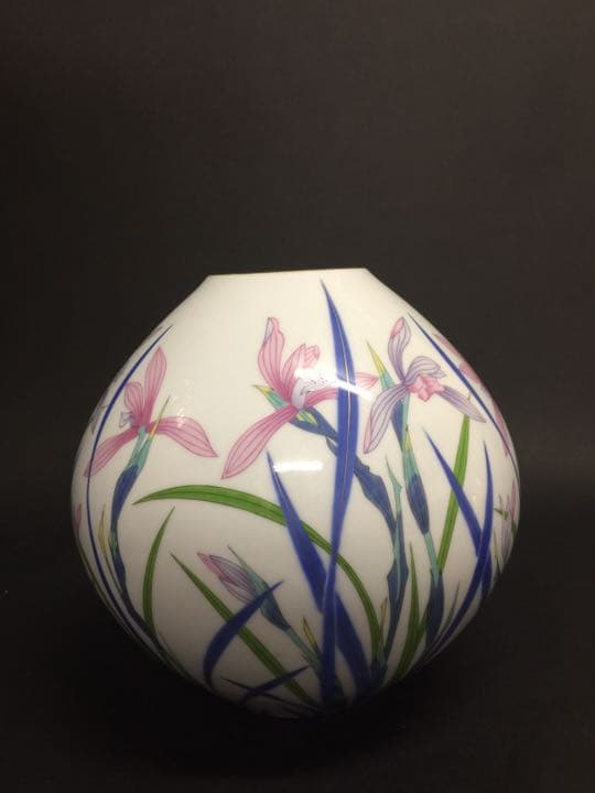 香蘭社色絵蘭花紋花瓶 花入れ