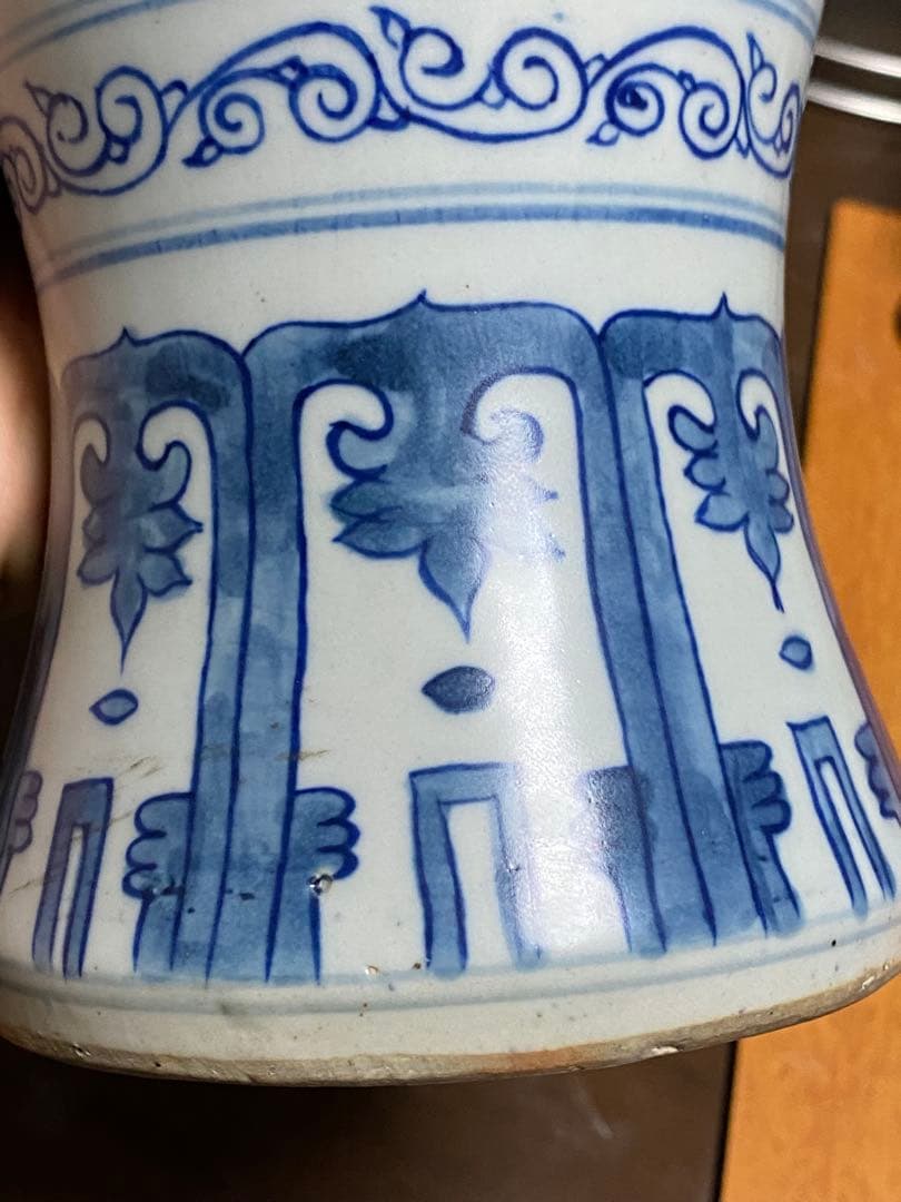 清時代　青花梅瓶　蓋付　中国美術　骨董品