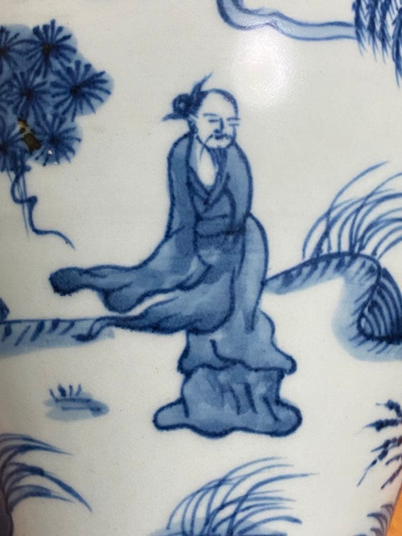 清時代　青花梅瓶　蓋付　中国美術　骨董品