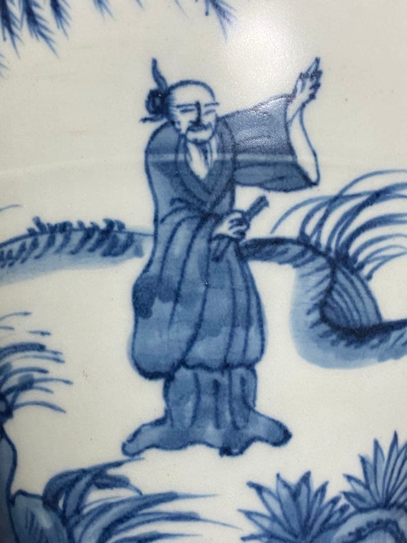 清時代　青花梅瓶　蓋付　中国美術　骨董品