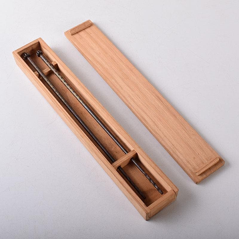 茶道具　大西浄寿造　鉄製　七宝象眼火箸　共箱　V　7856