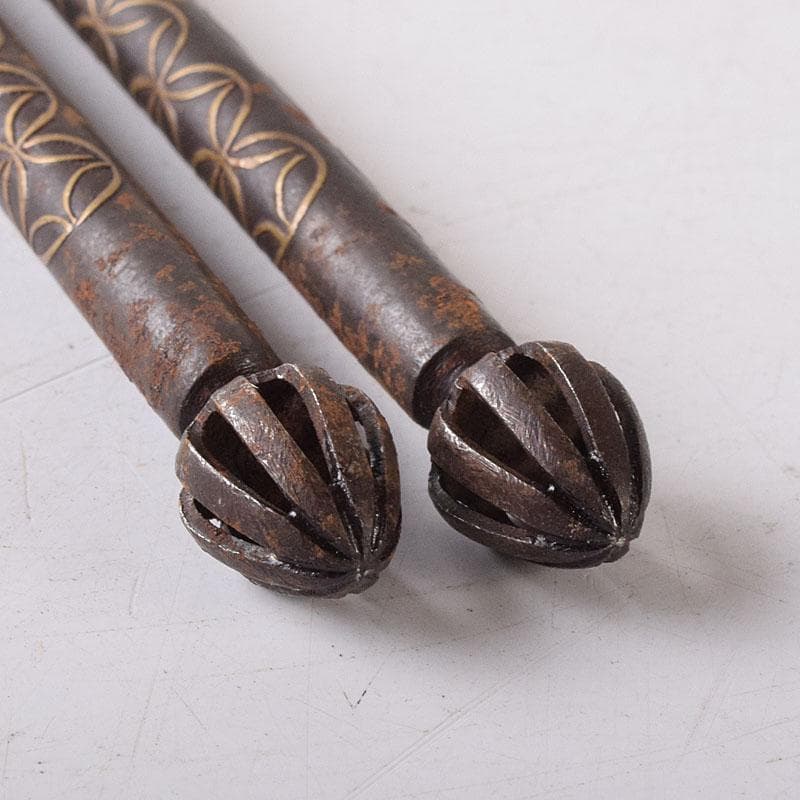 茶道具　大西浄寿造　鉄製　七宝象眼火箸　共箱　V　7856