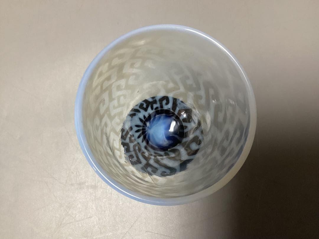 すみれ　雷文　黒脚　なつめ形　氷コップ　(検) 和ガラス　ウランガラス