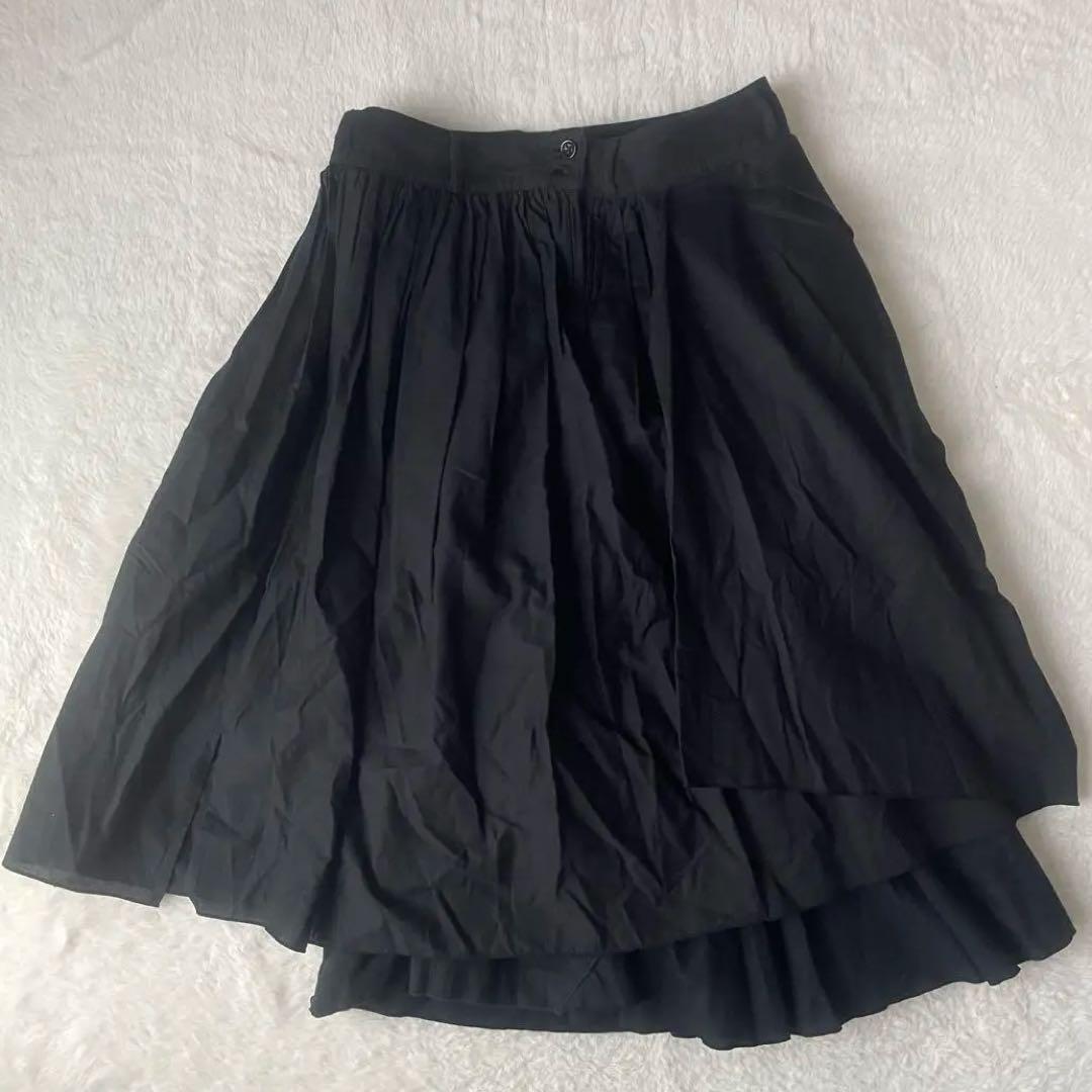 【希少】キャピタル ティアード プリーツ アシンメトリー リネン混 スカート 黒