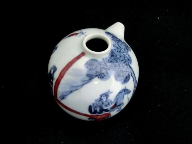 水滴■水差し「若深珍蔵」染付人物絵 唐人戦図 書道道具 水注 古玩 唐物 骨董■