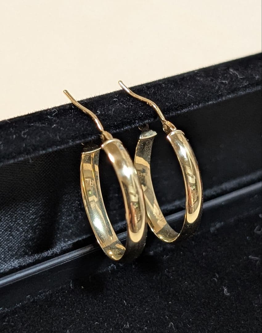 18金 K18ゴールド レディース フープピアス