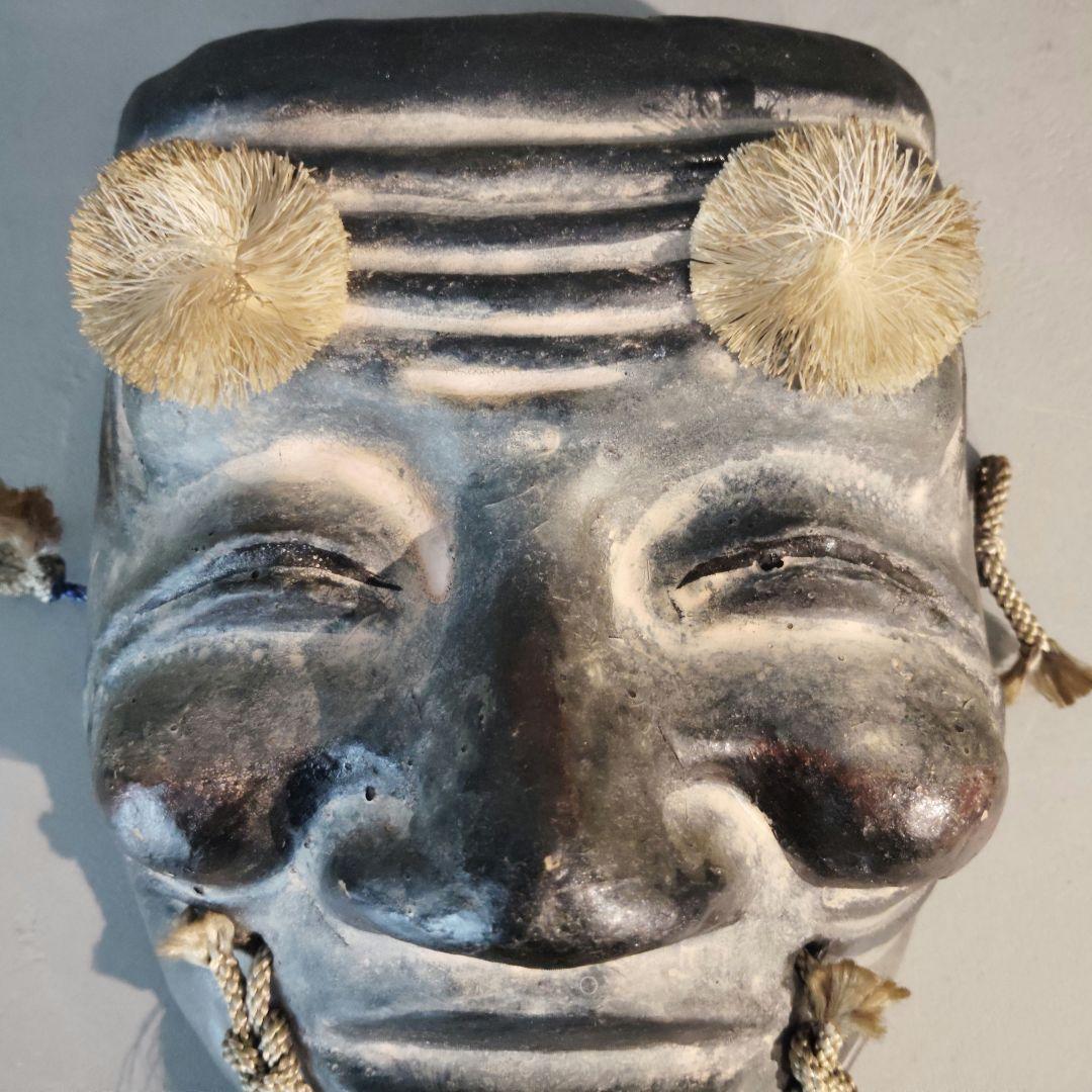 京都紙屋川面　端啓　お面　翁面相　てすき和紙製　古美術　伝統工芸品