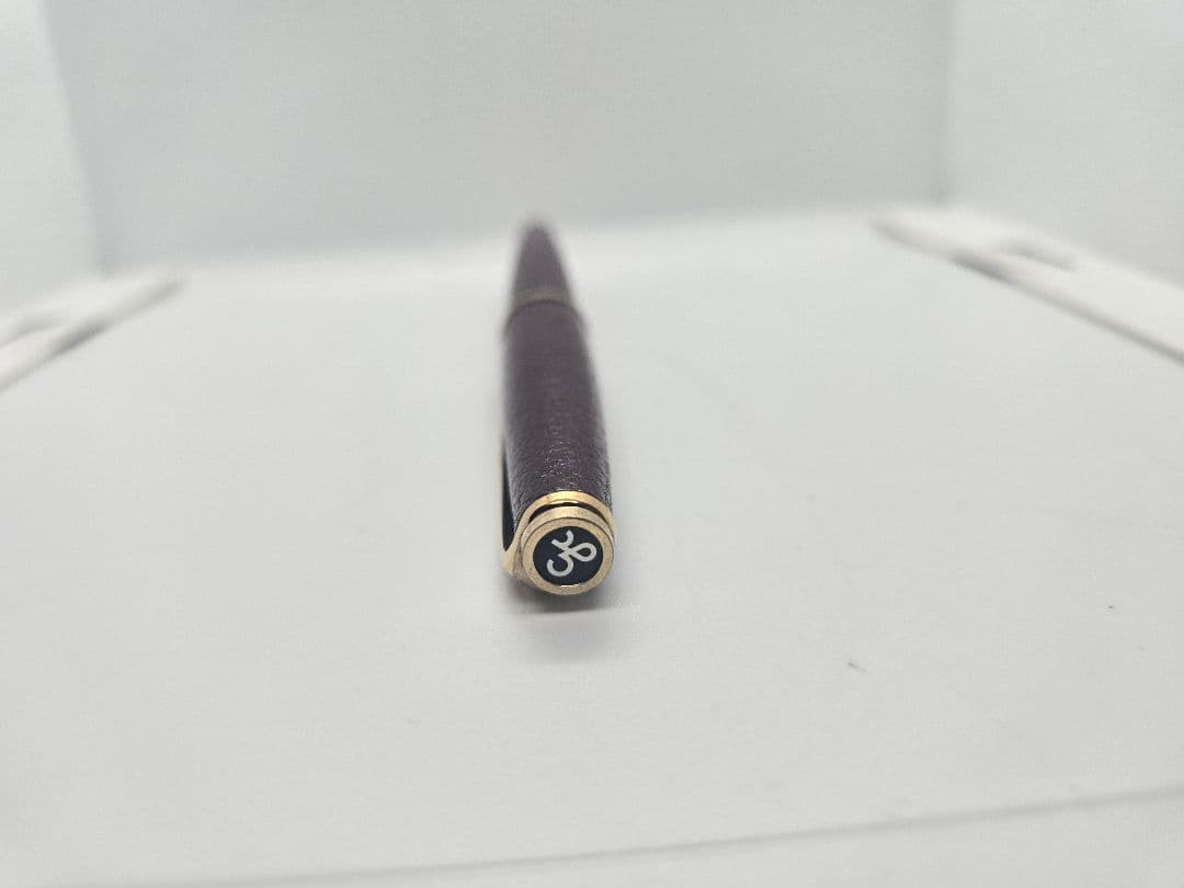 ​【希少】プラチナ万年筆 18K レザー貼り 臙脂（エンジ）色 細軟字