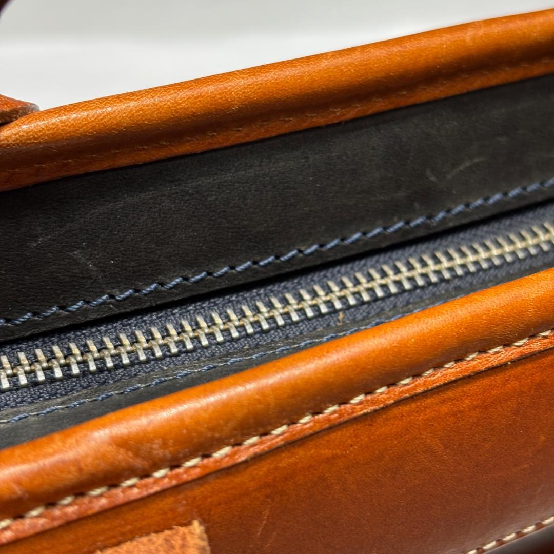 状態良【フェリージ本物】ブリーフケース/レザー/ブラック×ブラウン