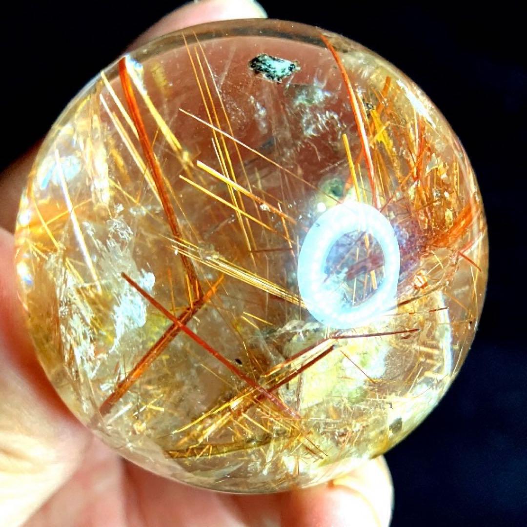 超絶綺麗✨50mm ゴールドタイチンルチルクォーツ　丸玉　スフィア　金針水晶