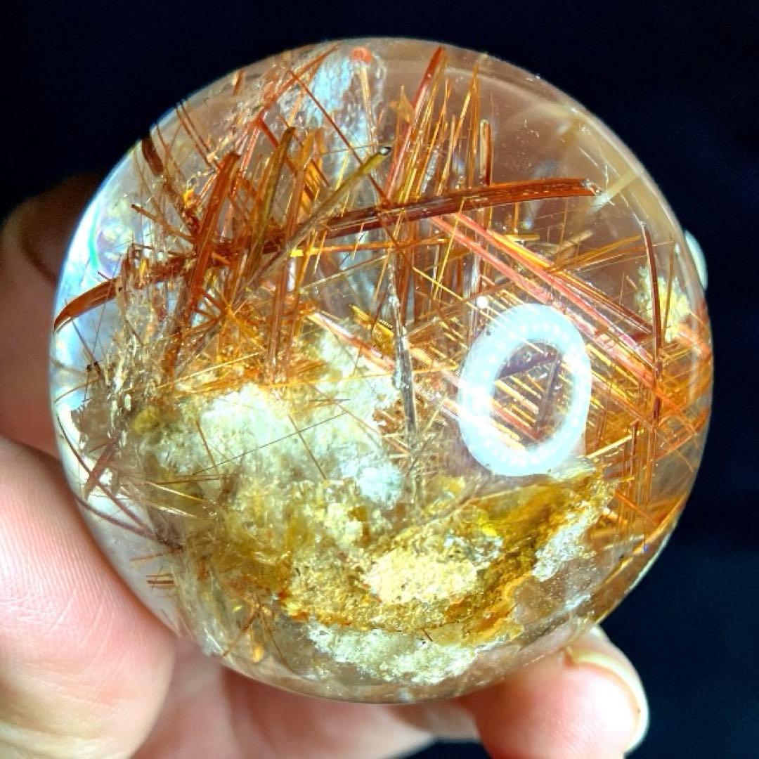 超絶綺麗✨50mm ゴールドタイチンルチルクォーツ　丸玉　スフィア　金針水晶