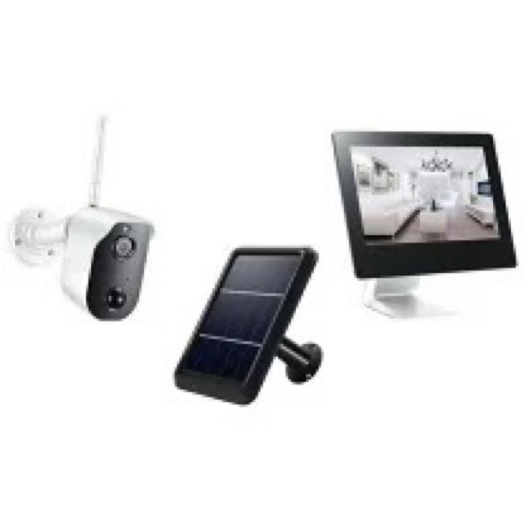 [新品] 防犯カメラソーラーバッテリー無線カメラ&モニターセット