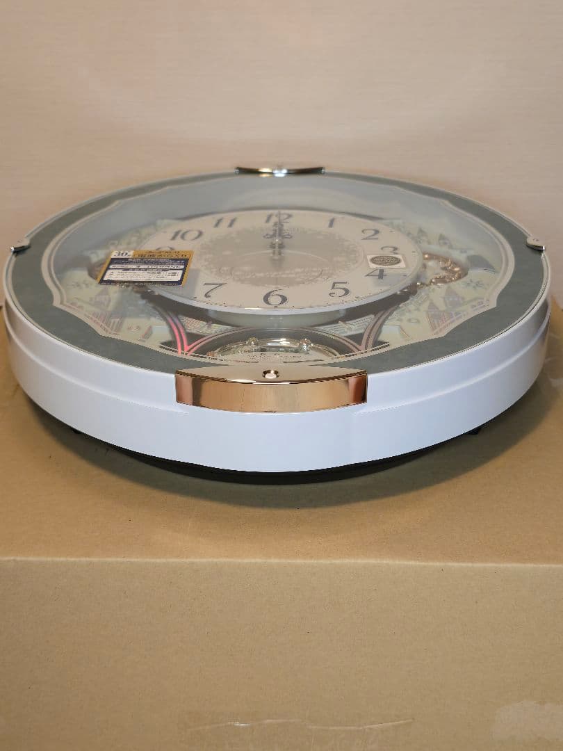 リズム 掛け時計 電波 からくり スモールワールド 4MN537RH