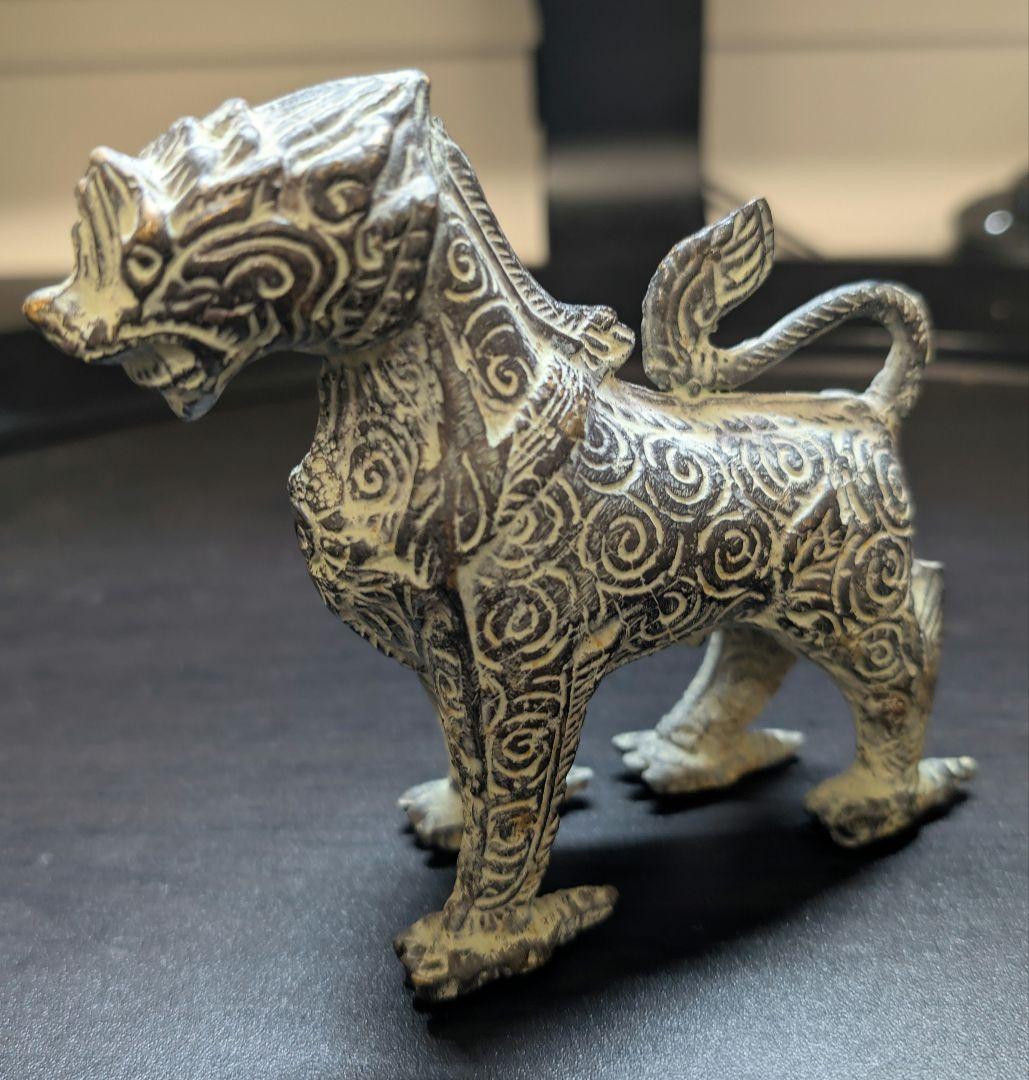 【良品】青銅製　聖獣置物　時代物　骨董アンティーク　中国美術 麒麟