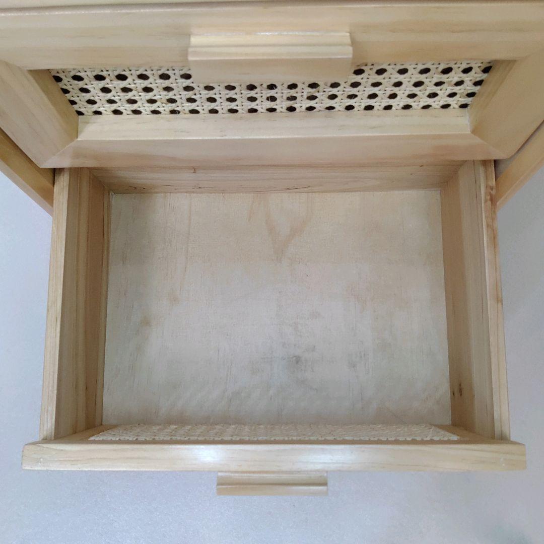 籐 木製 ベッド サイドテーブル ラタン ウッドキャビネット