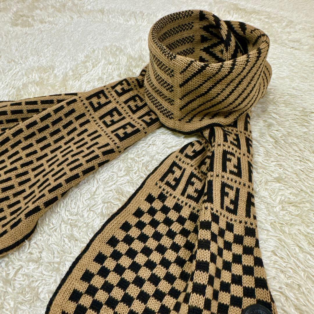 MK様✨希少カシミヤ混✨FENDI リバーシブル柔らかニットフリンジズッカペカン