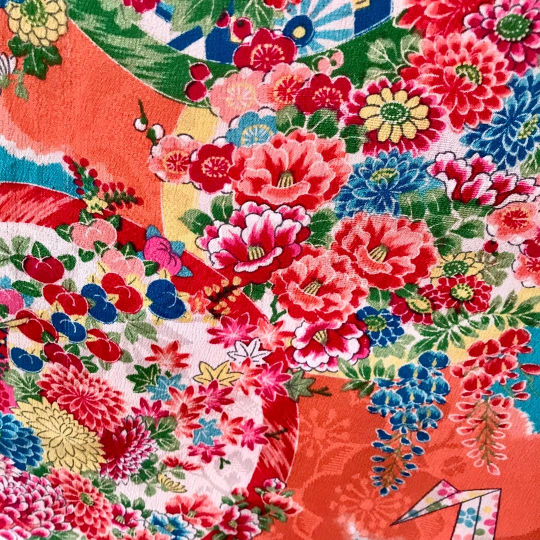 正絹 アンティーク着物 女の子 七五三 ◇花丸 折鶴 古典柄