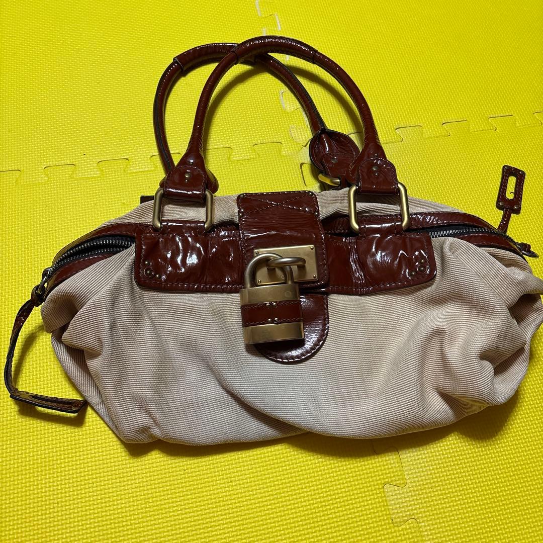 SeeByChloeベージュとブラウンのハンドバッグ