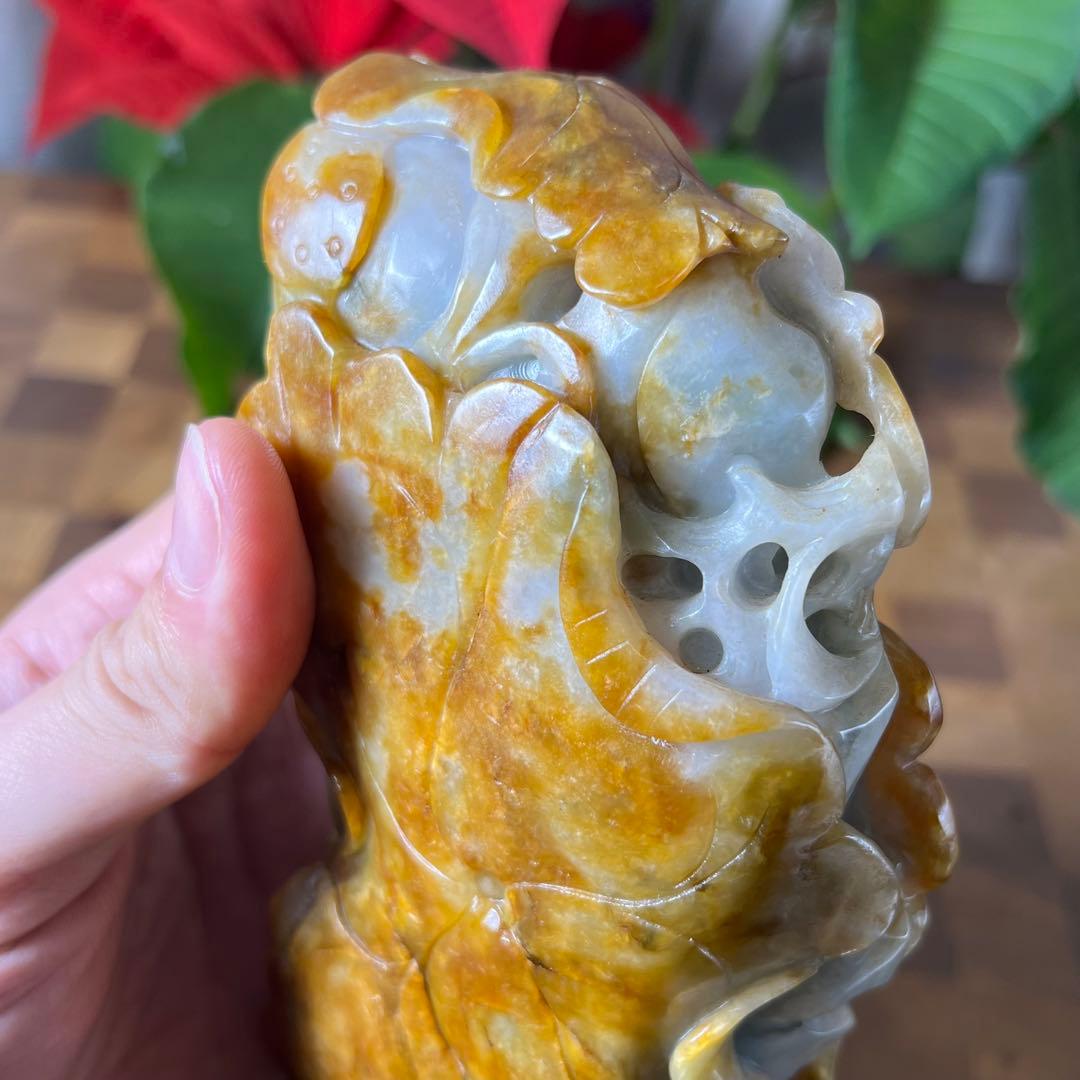 【本翡翠】吉祥唐子置物　高さ18、5cm