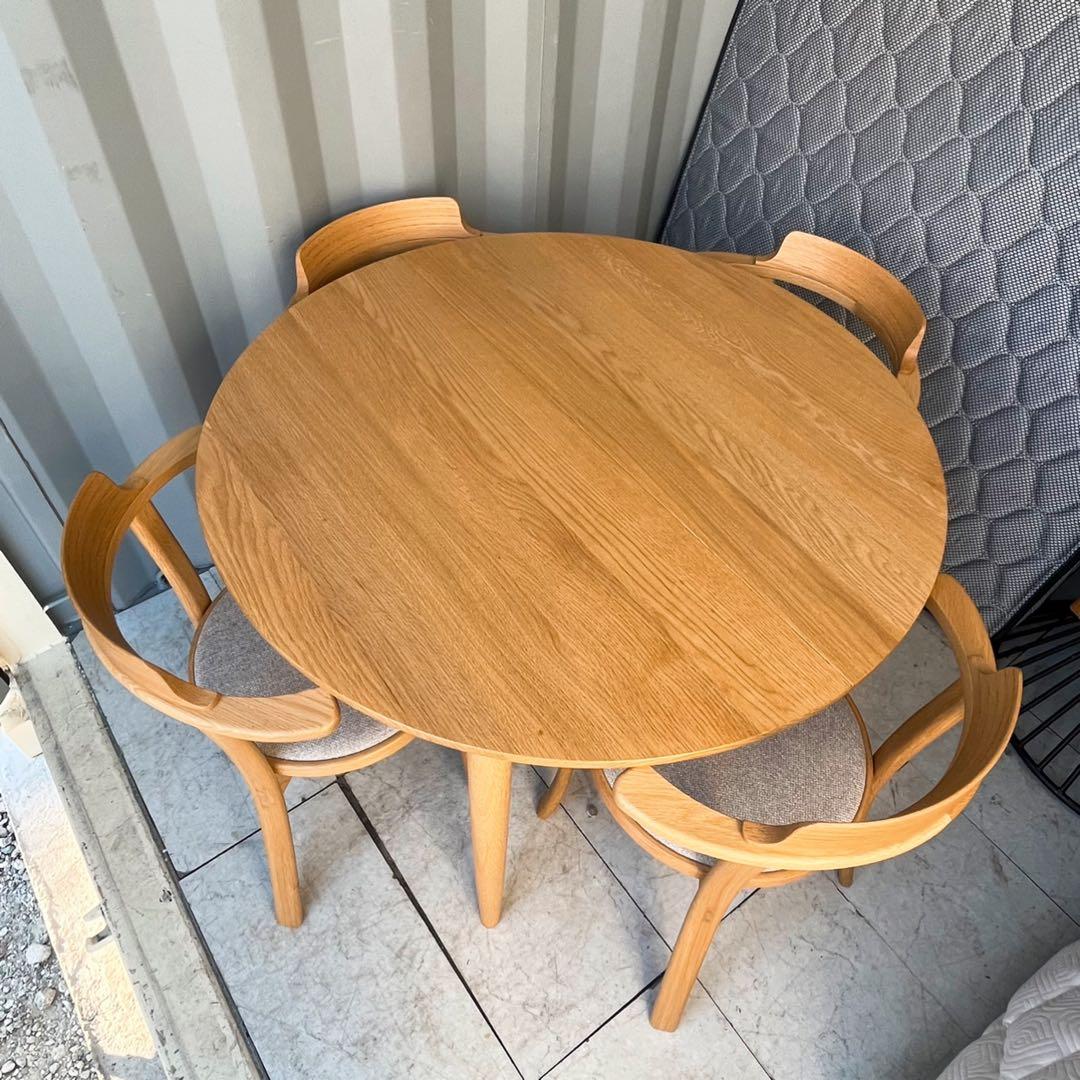 取付無料！カンディハウス マム ダイニング EXテーブル ルントオムチェアー4脚