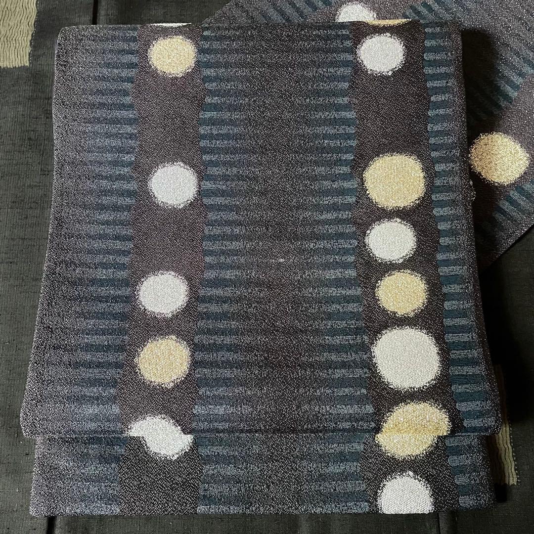 深茶ドット牛首紬 正絹小紋着物