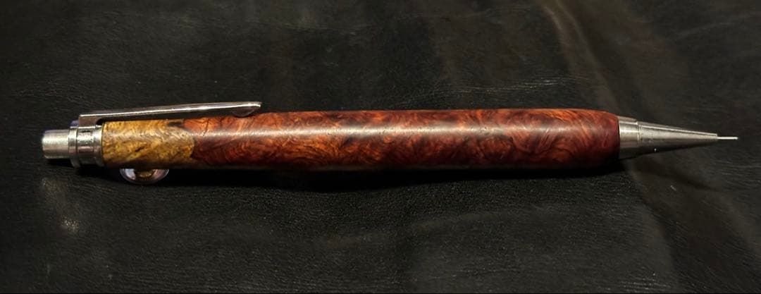木軸ペン 源平花梨紅白