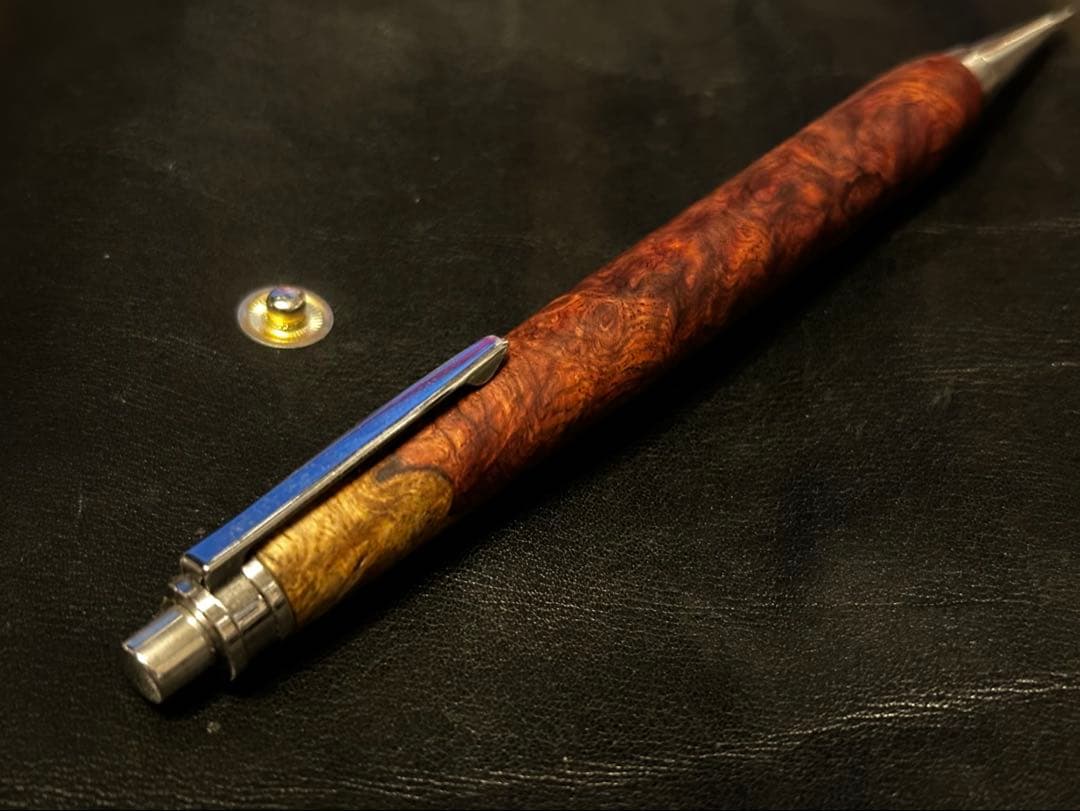 木軸ペン 源平花梨紅白