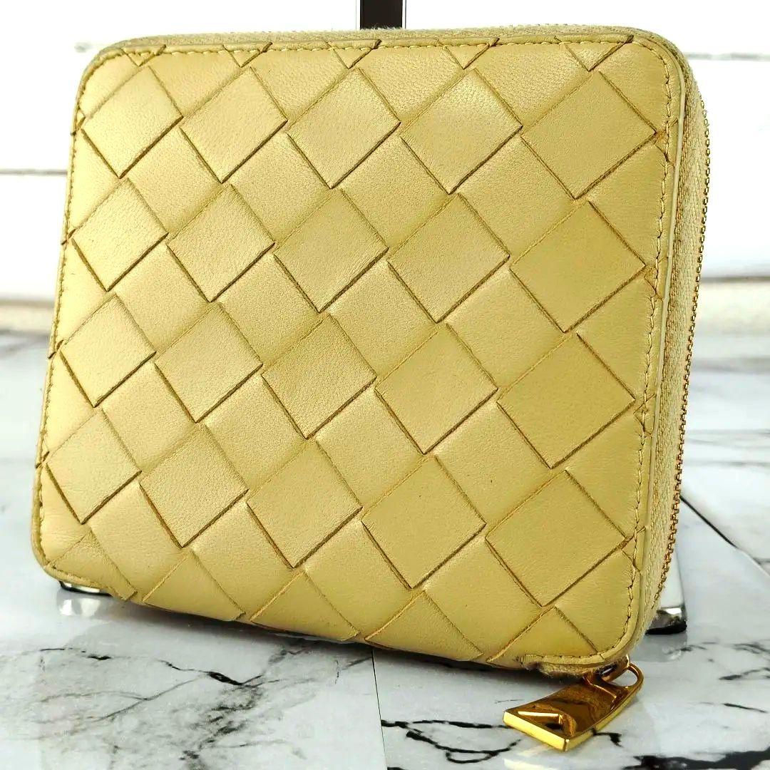 【現行】ボッテガヴェネタ☆マキシ　金金具　ラウンドファスナー　折り財布