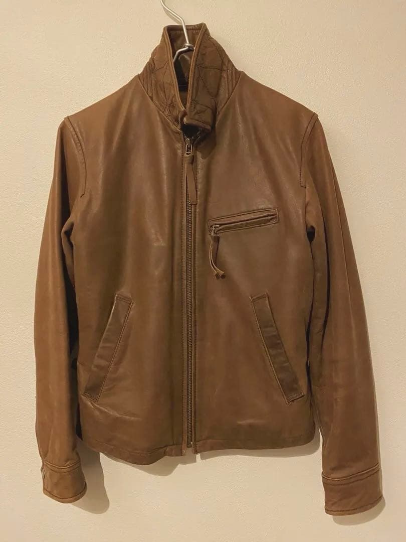 AVIREX 本革 シングルライダースジャケット ブラウンサイズS