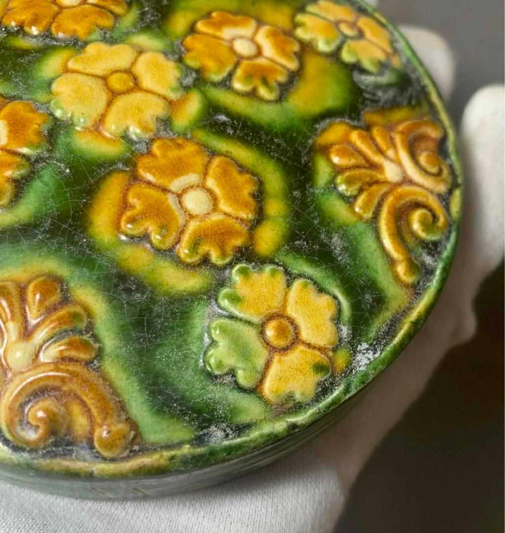 中国 三彩花図印合（香合）　f2220722