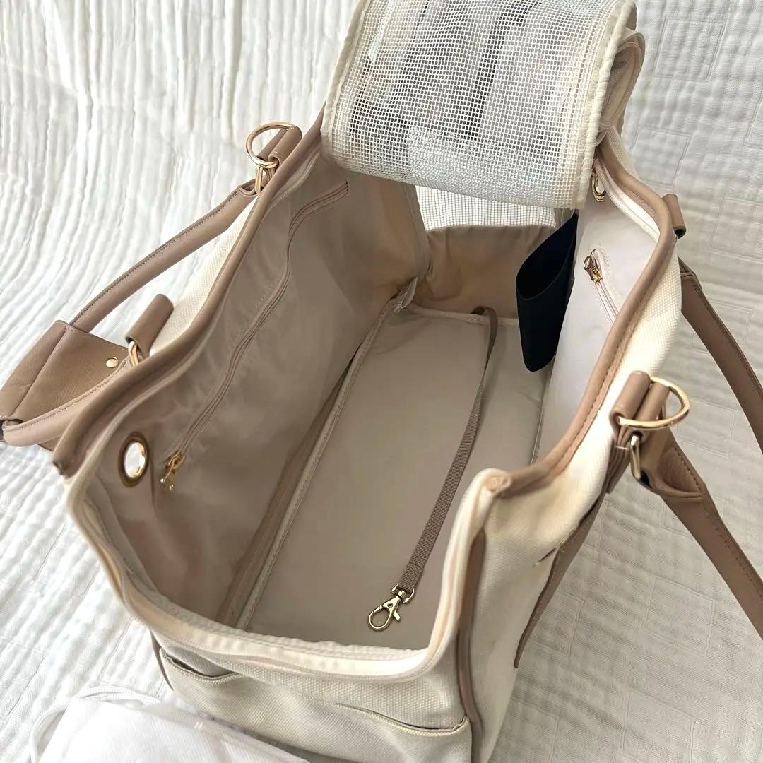 モンシェリ　パイピングペットトートバッグ　キャリーバッグ